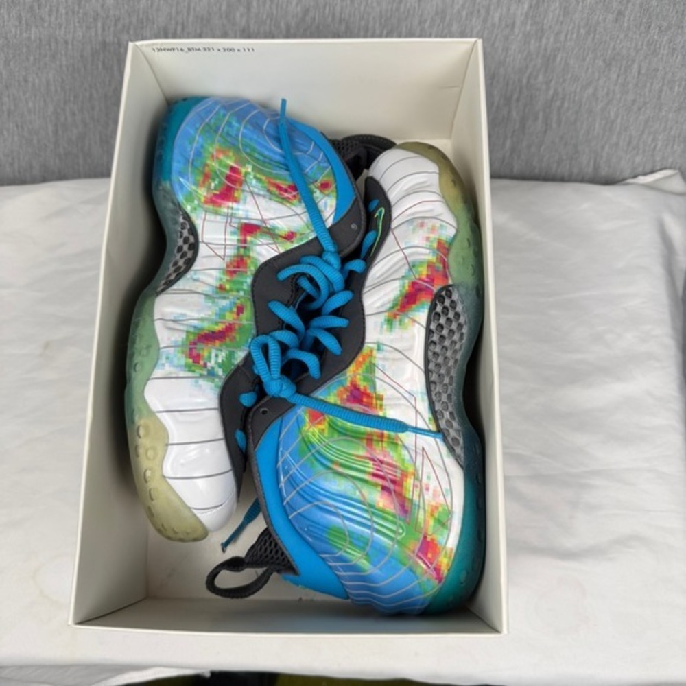 Nike Air Foamposite One Weatherman White Blue Multi 575420-100 Mens Size 8 - Picture 10 of 12